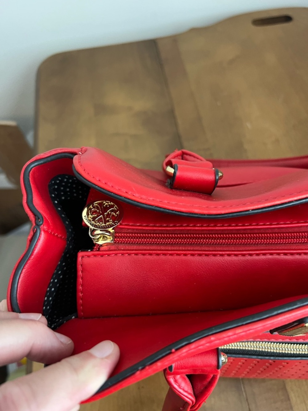 Christian Lacroix Giselle Satchel Handbag Purse Lipstick Red - Picture 4 of 15